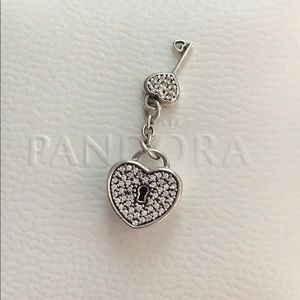 Authentic Pandora Pave Padlock Heart & Key Charm